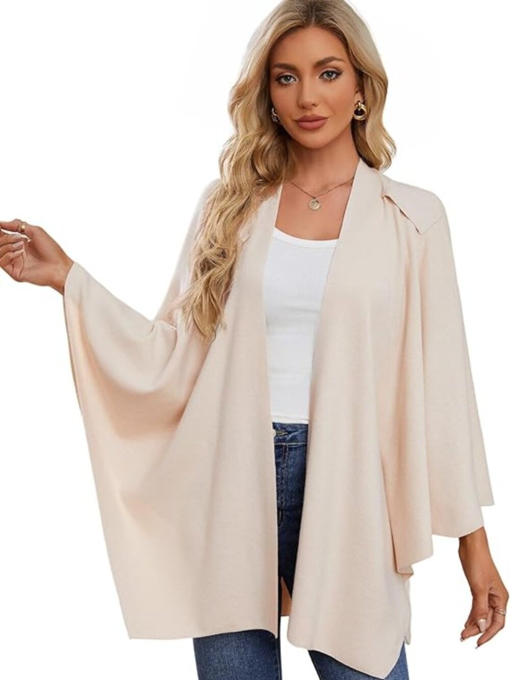 Womens Large Cross Front Poncho Sweater Wrap Topper Knitted Elegant‎ Shawls Cape